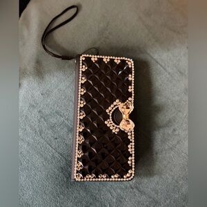 New iPhone 16 Pro Max Black Diamond Pattern Phone Wallet